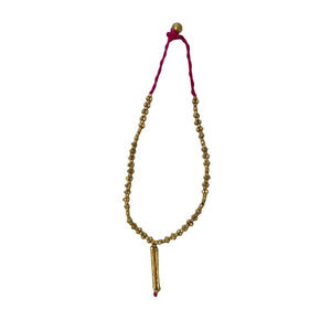 Handmade Dhokra Style Necklace Pink Thread & Brass Beading